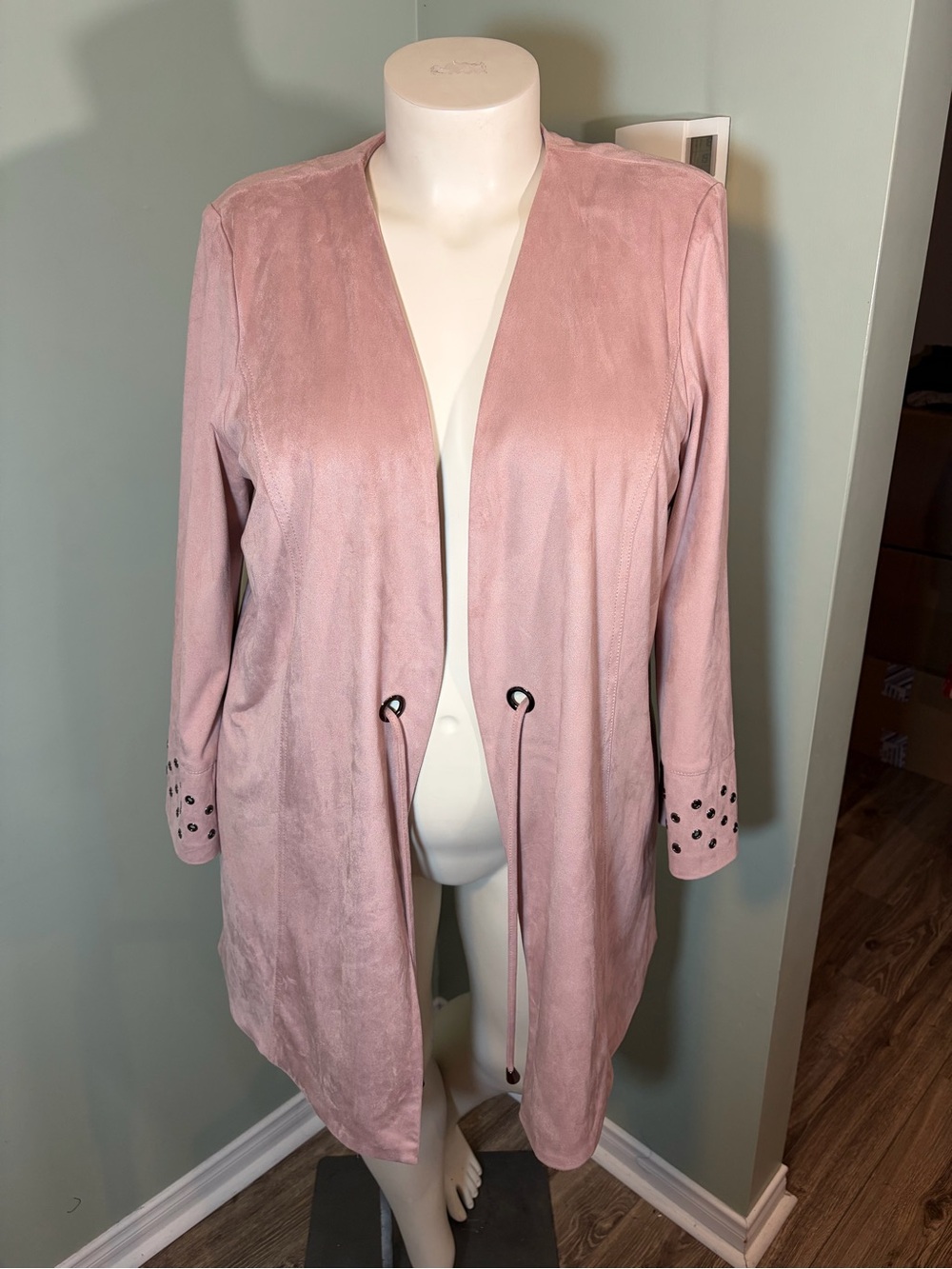 Laura Plus Women’s Lightweight Open Front Coatigan - Dusty Pink